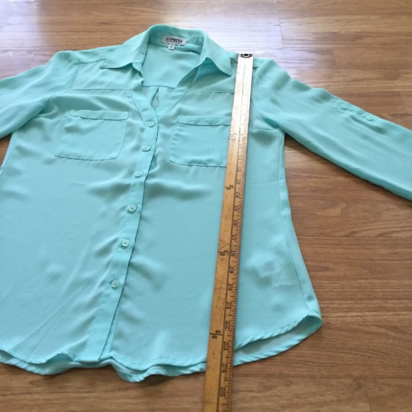 Express Mint Green The Portofino Shirt Long Sleeves EUC - Picture 9 of 11